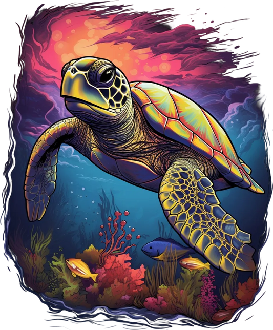 Sea Turtle Swim - DTF Ready to Press - Heat Press Transfer
