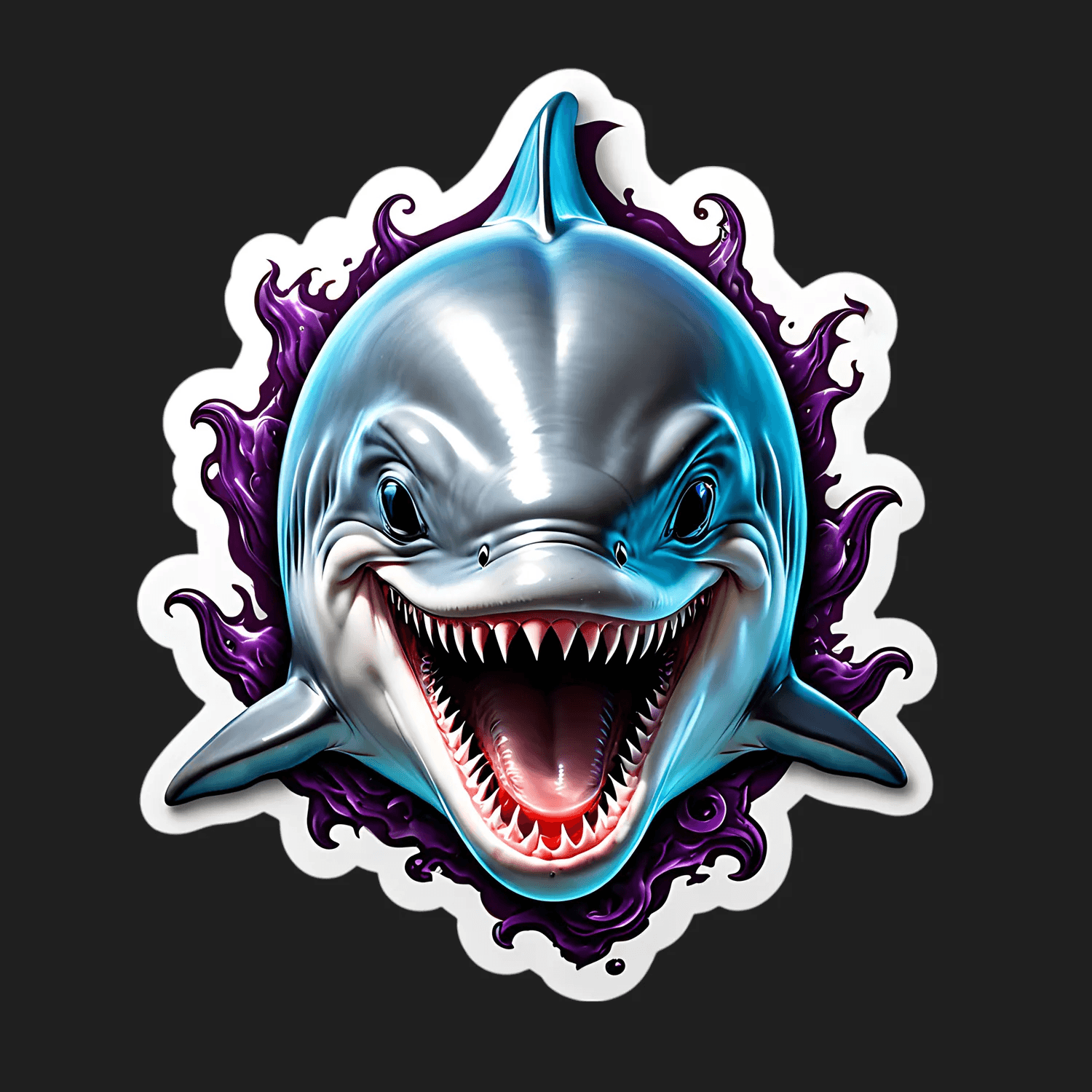 Shark Smile - UV DTF Sticker - Heat Press Transfer