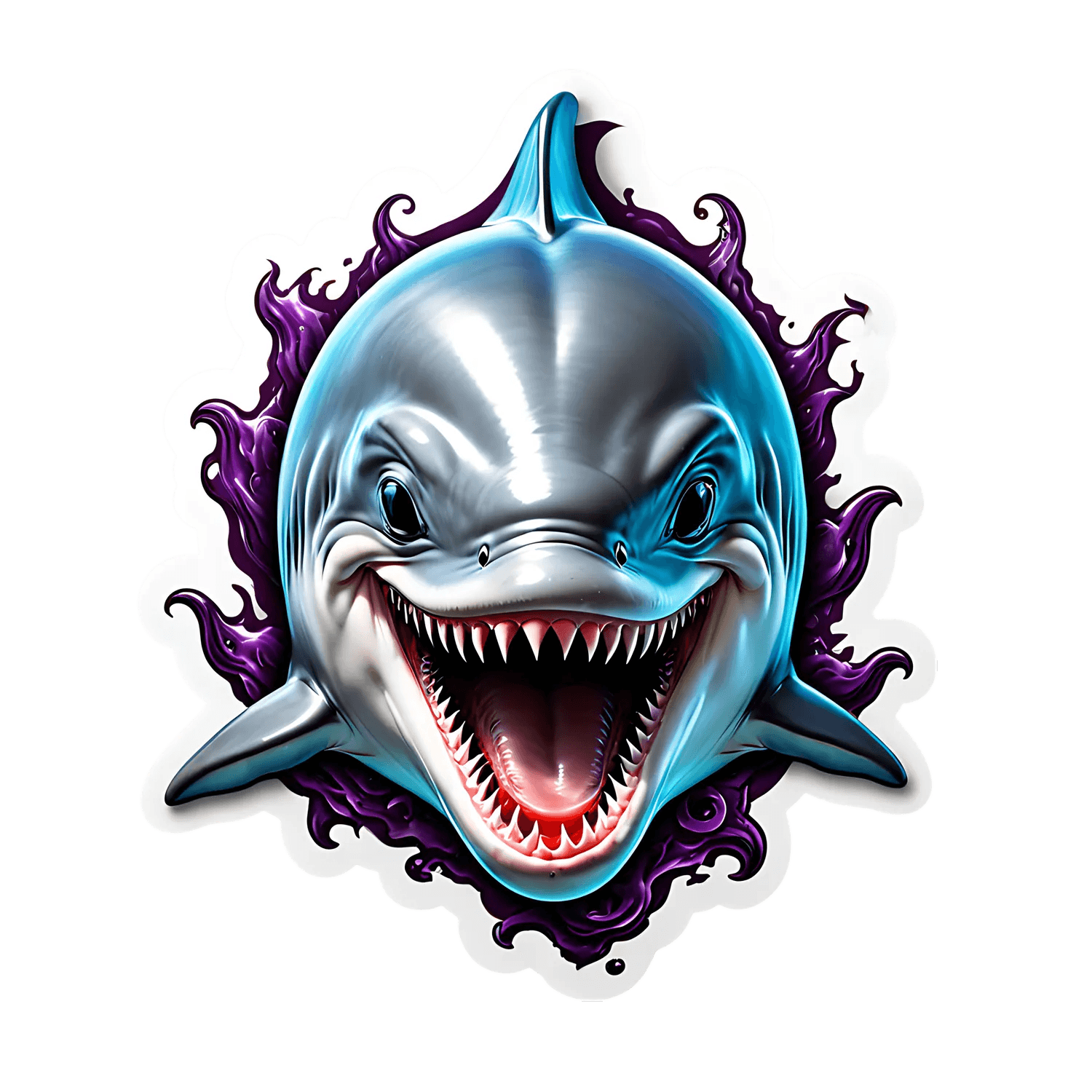 Shark Smile - UV DTF Sticker - Heat Press Transfer