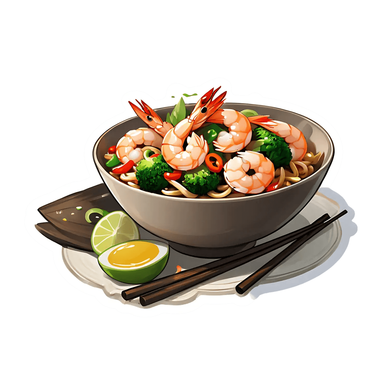 Shrimp Noodle Bowl - Sticker - Heat Press Transfer