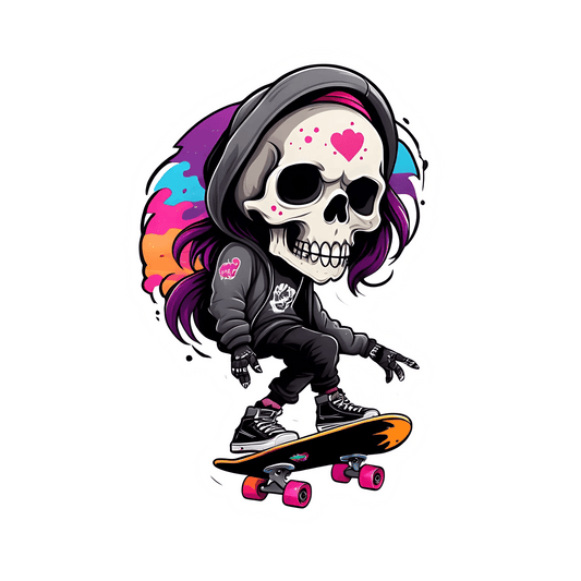 Skateboard Skull - UV DTF Sticker - Heat Press Transfer