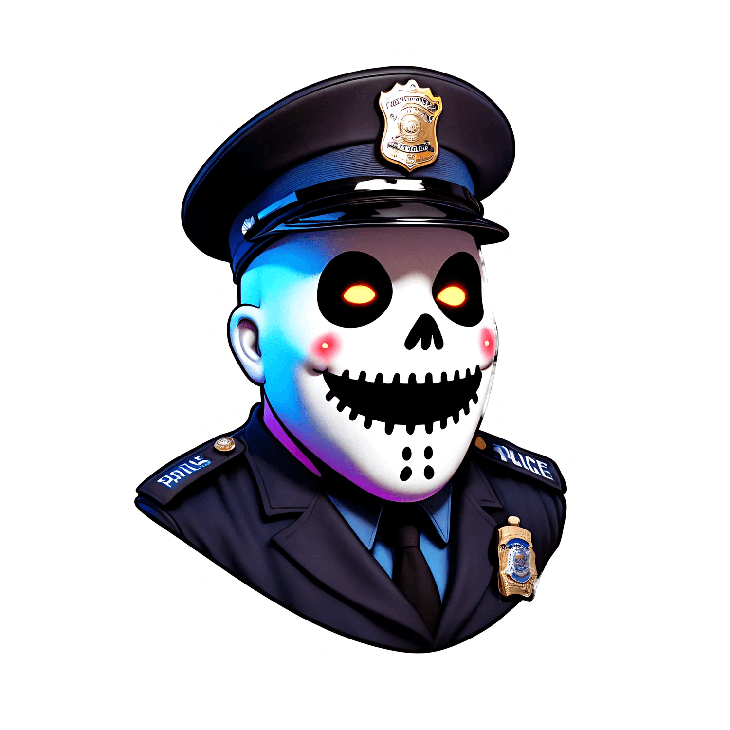 Skeleton Cop Glow - UV DTF Sticker - Heat Press Transfer