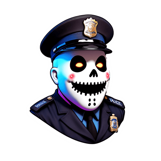 Skeleton Cop Glow - UV DTF Sticker - Heat Press Transfer