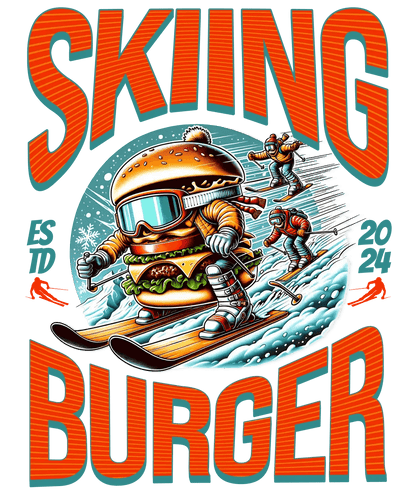 Skiing Burger - DTF Ready to Press - Heat Press Transfer