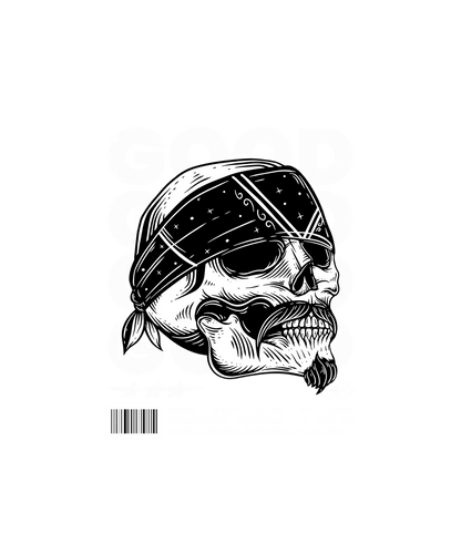 Skull Bandana GOOD - DTF Ready to Press - Heat Press Transfer