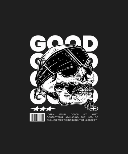 Skull Bandana GOOD - DTF Ready to Press - Heat Press Transfer