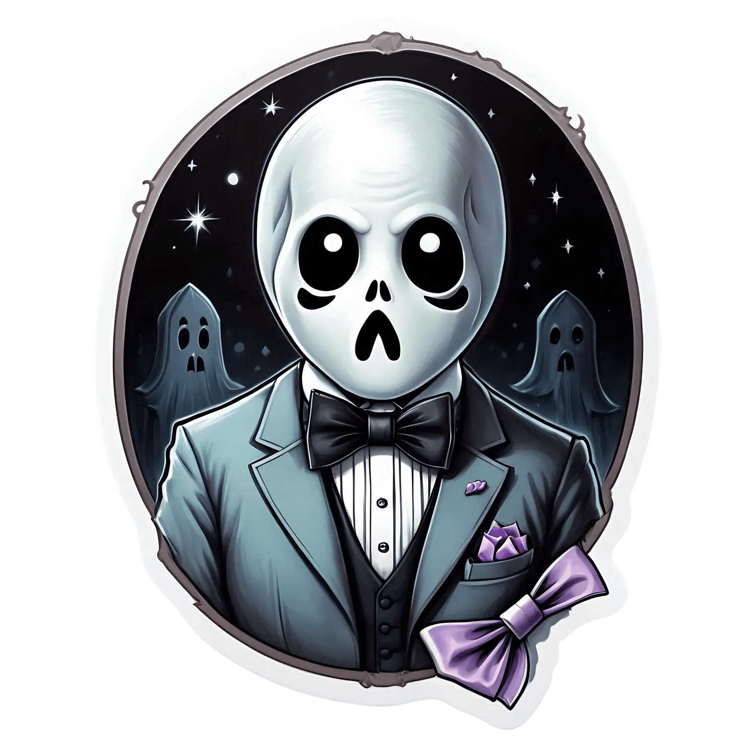 Skull Gentleman - Spooky Sticker - Heat Press Transfer