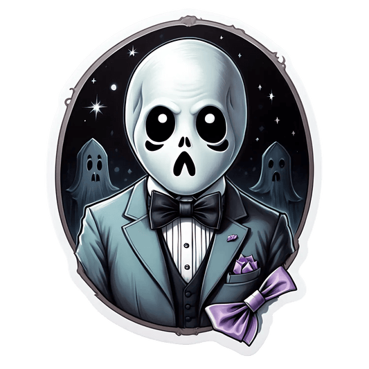 Skull Gentleman - Spooky Sticker - Heat Press Transfer