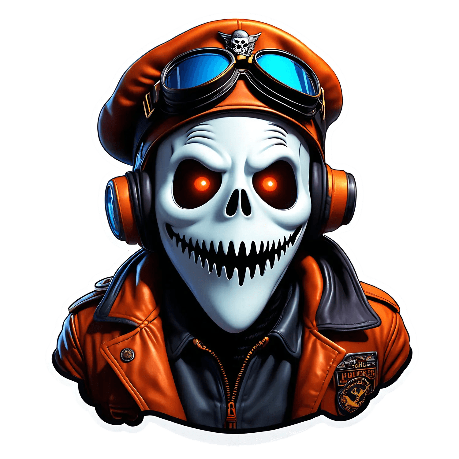 Skull Pilot Sticker - UV DTF Trendy Image - Heat Press Transfer