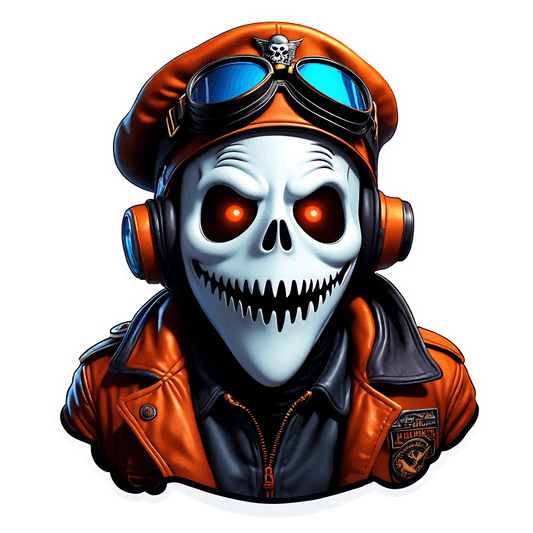 Skull Pilot Sticker - UV DTF Trendy Image - Heat Press Transfer