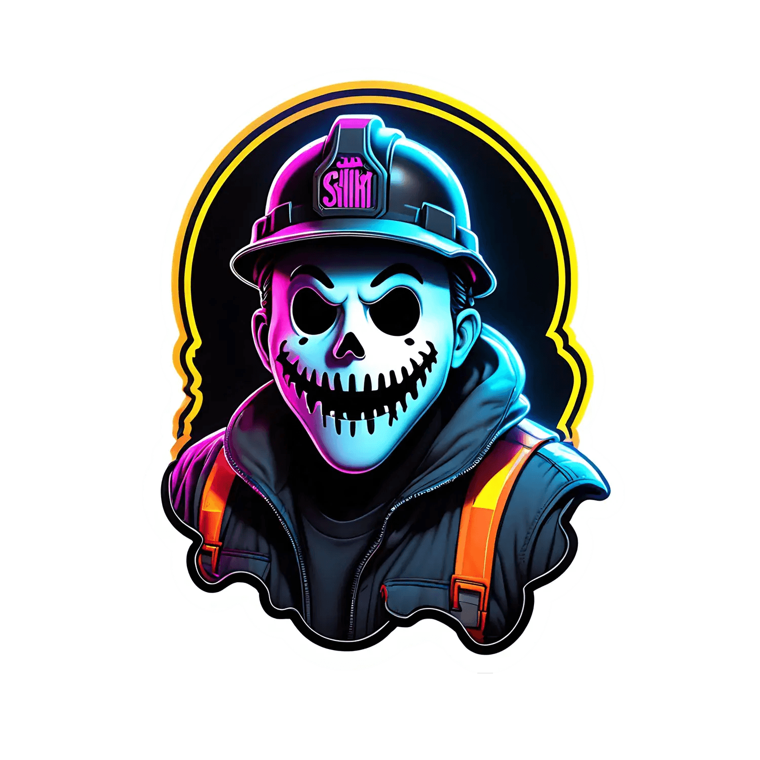 Skull Sticker with Shiny Cap - Glowing Graphics - Heat Press Transfer