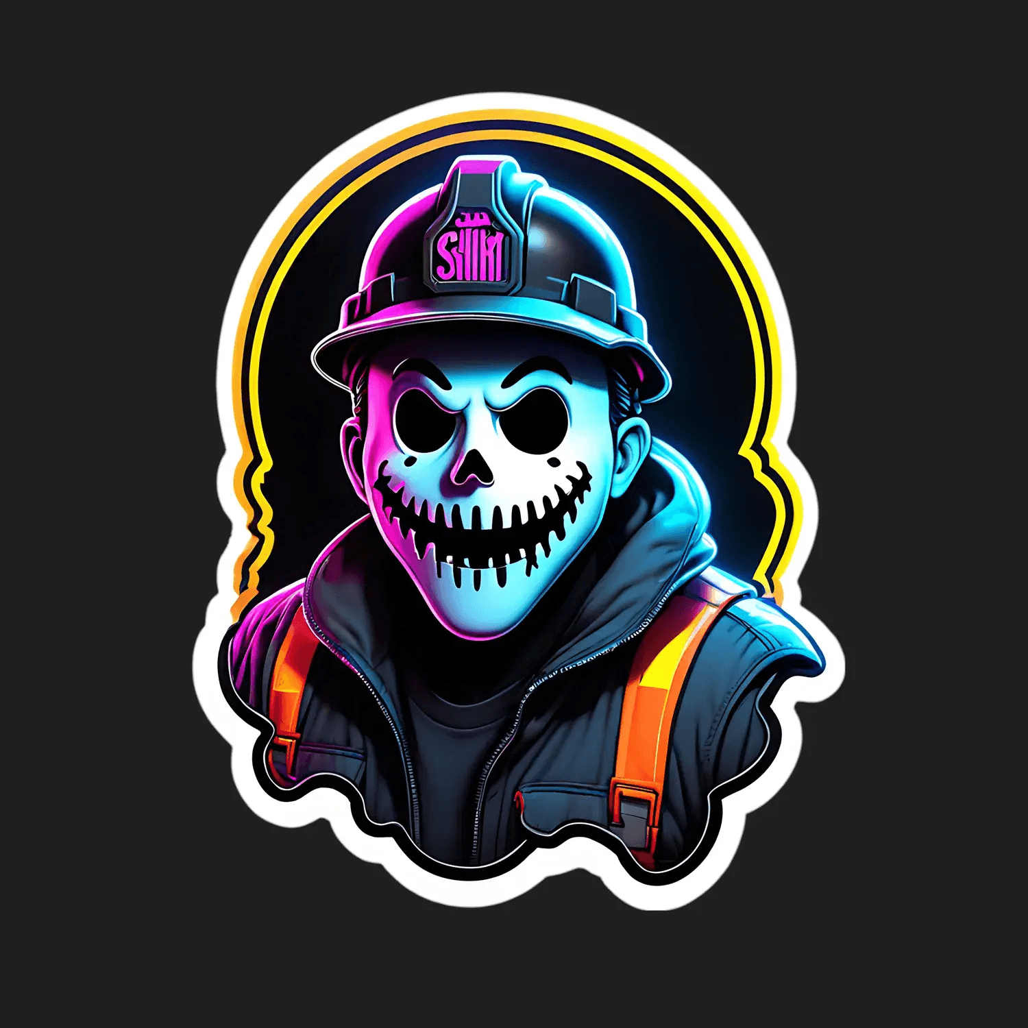 Skull Sticker with Shiny Cap - Glowing Graphics - Heat Press Transfer