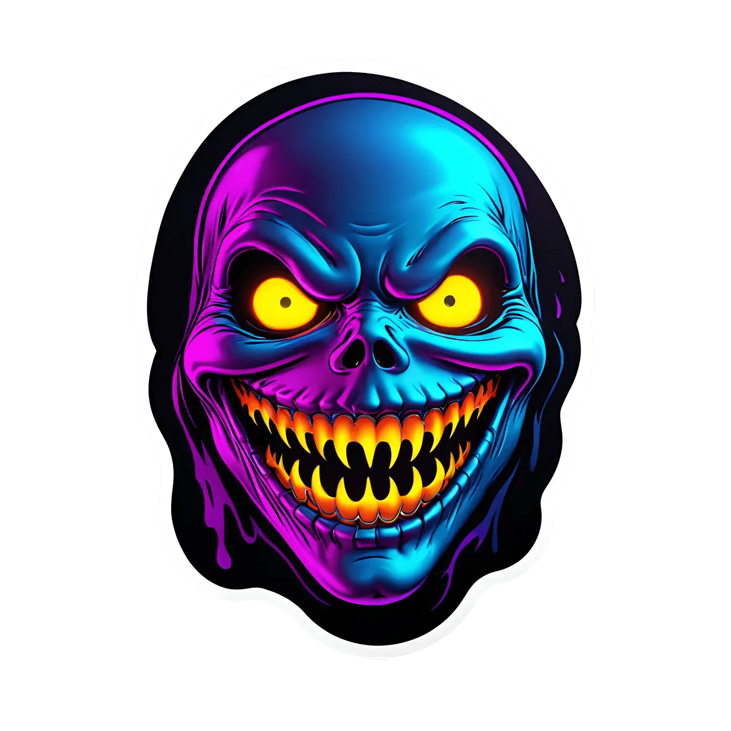 Skull UV Glow - Sticker - Heat Press Transfer