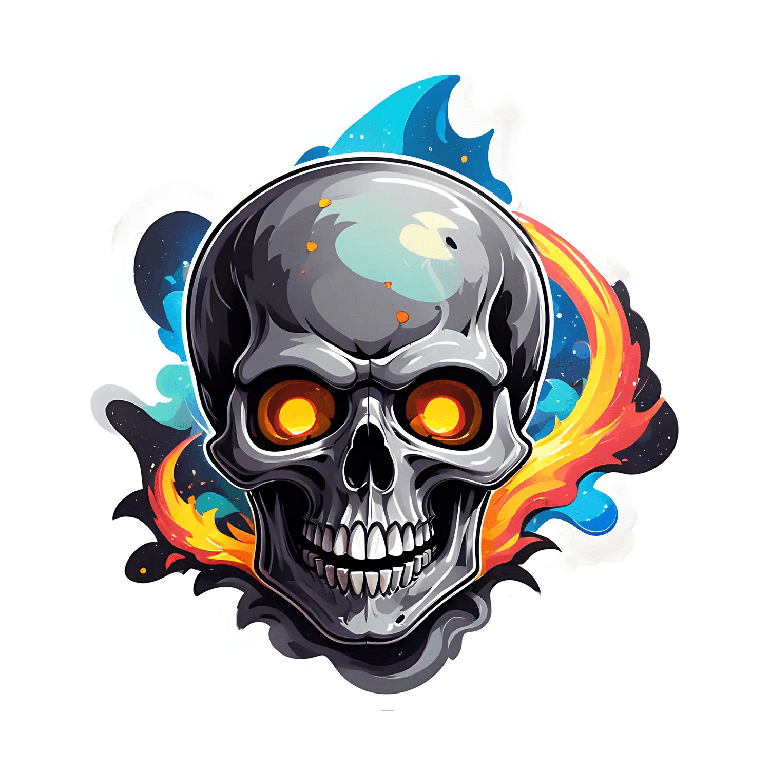 Skull Art Sticker - Vibrant UV DTF Design - Heat Press Transfer