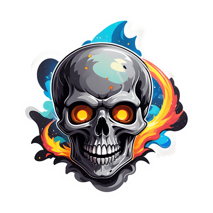 Skull Art Sticker - Vibrant UV DTF Design - Heat Press Transfer