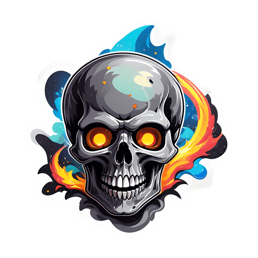 Skull Art Sticker - Vibrant UV DTF Design - Heat Press Transfer