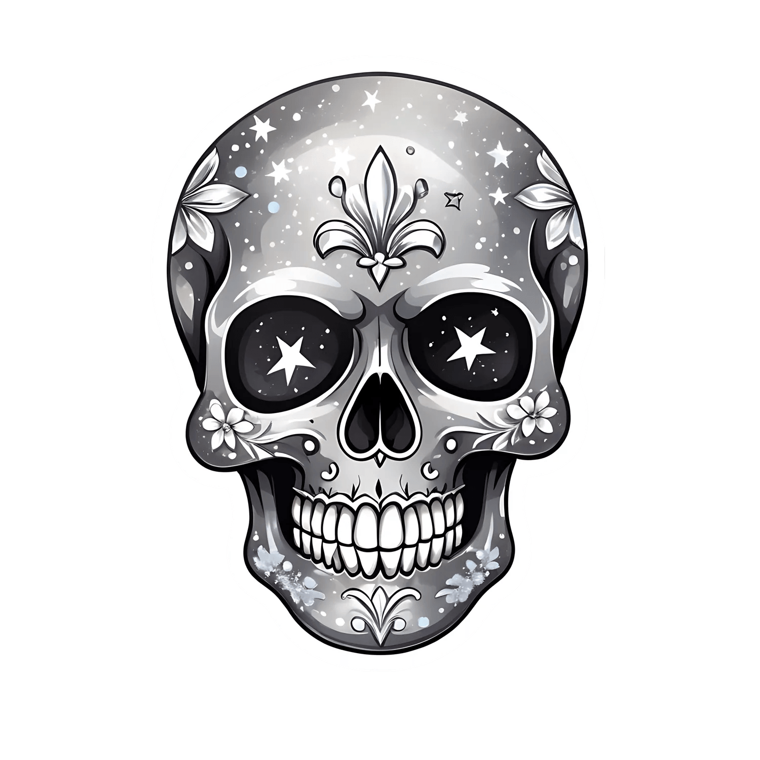 Skull Artwork UV Sticker - Elegant Design - Heat Press Transfer