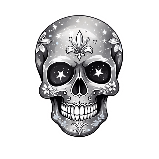 Skull Artwork UV Sticker - Elegant Design - Heat Press Transfer