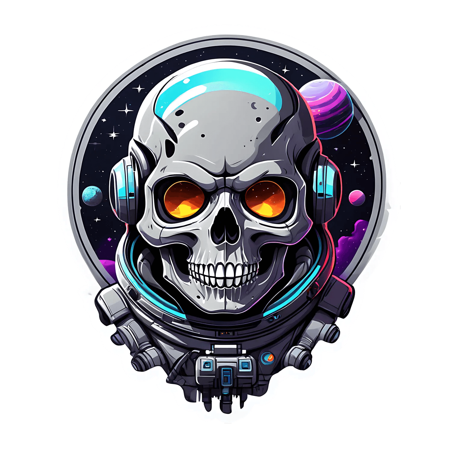 Skull Astronaut - Futuristic Sticker - Heat Press Transfer