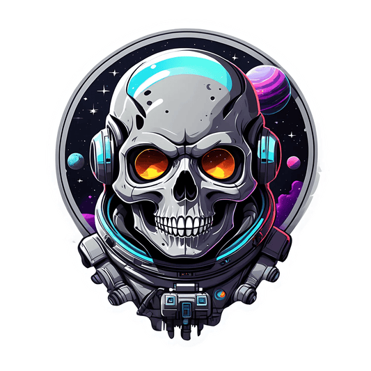 Skull Astronaut - Futuristic Sticker - Heat Press Transfer