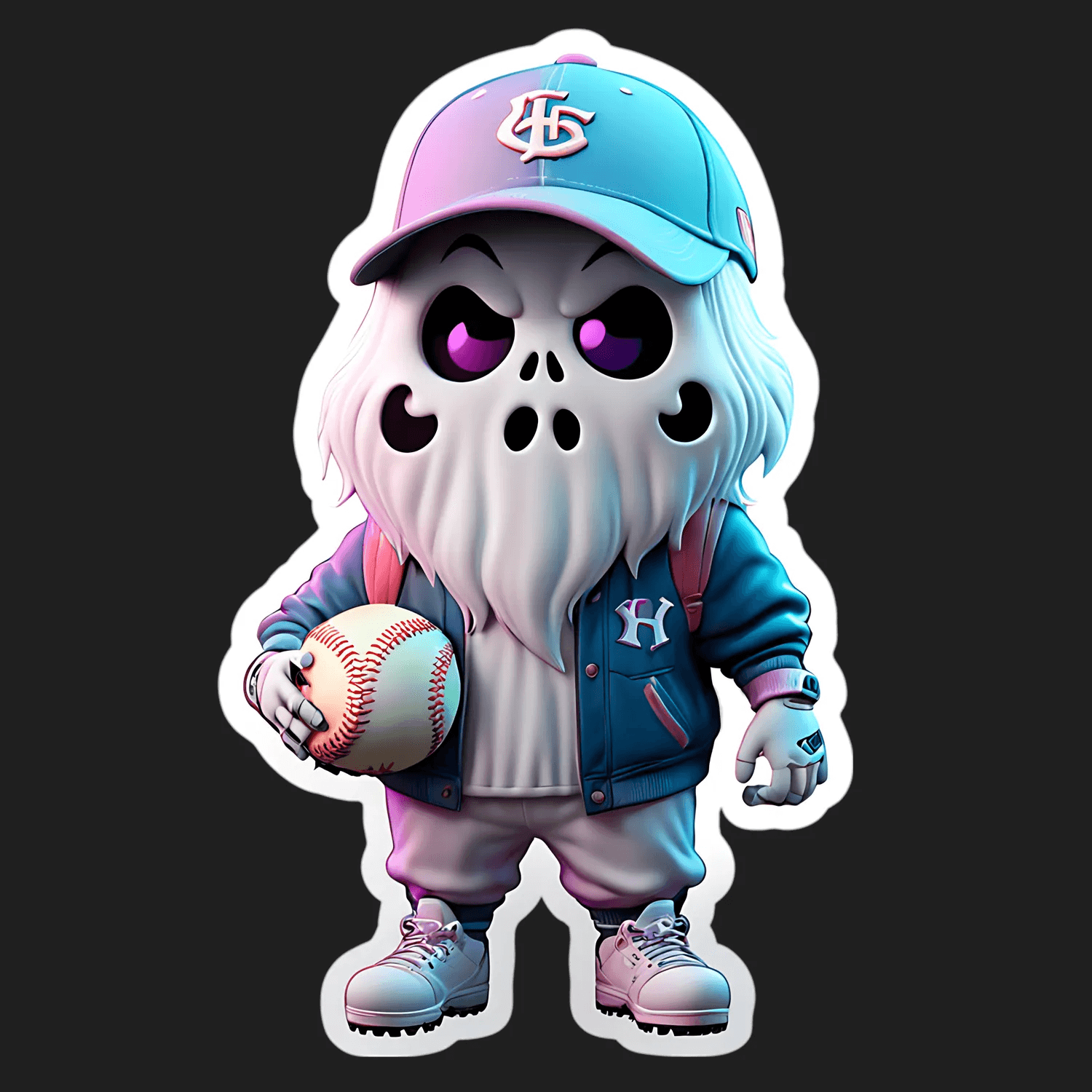 Skull Baseball Cap - Cool Sticker - Heat Press Transfer