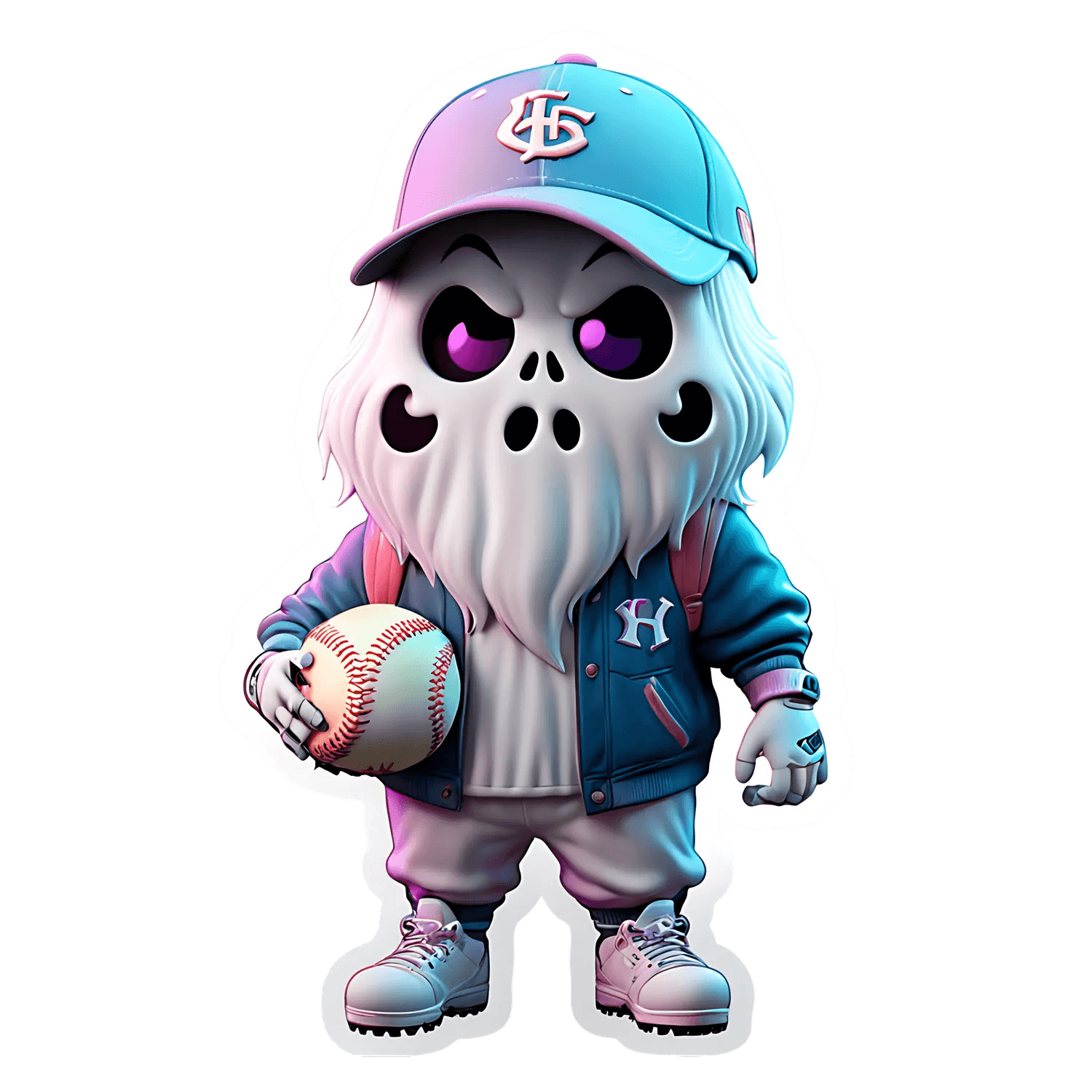Skull Baseball Cap - Cool Sticker - Heat Press Transfer