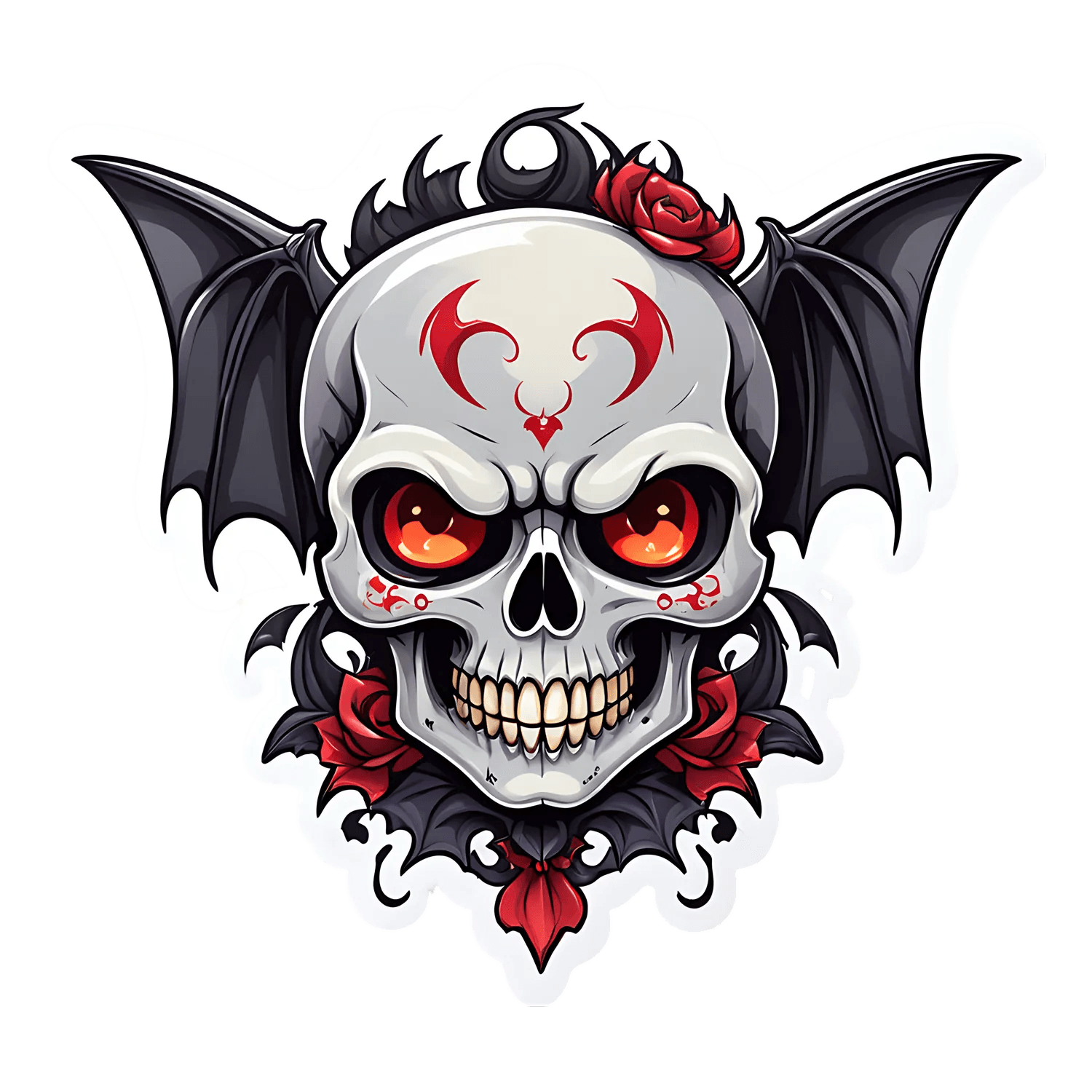 Skull Bat Sticker - UV DTF Sticker - Heat Press Transfer