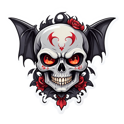 Skull Bat Sticker - UV DTF Sticker - Heat Press Transfer
