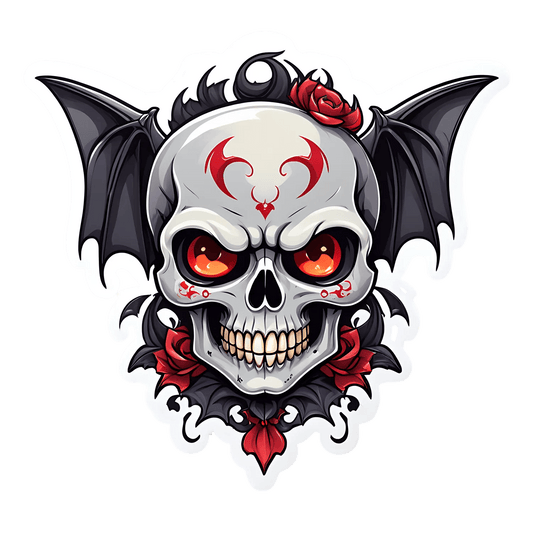 Skull Bat Sticker - UV DTF Sticker - Heat Press Transfer