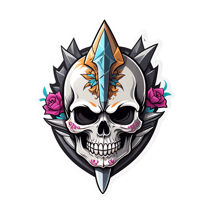 Skull Crystal Sticker - Vibrant Gothic Decor - Heat Press Transfer