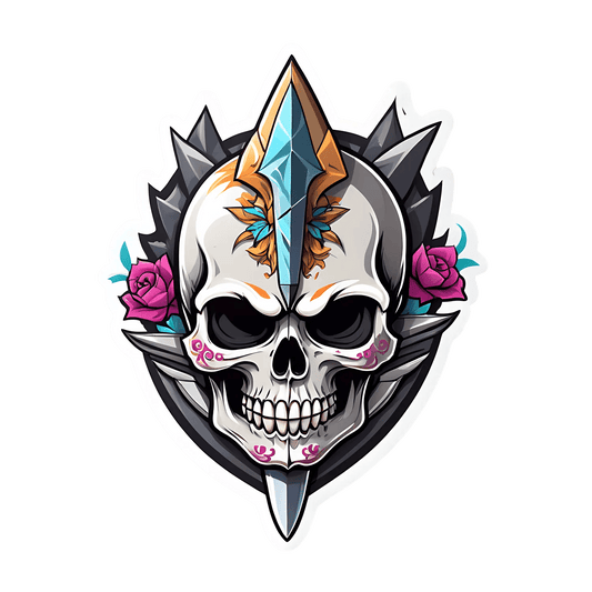 Skull Crystal Sticker - Vibrant Gothic Decor - Heat Press Transfer