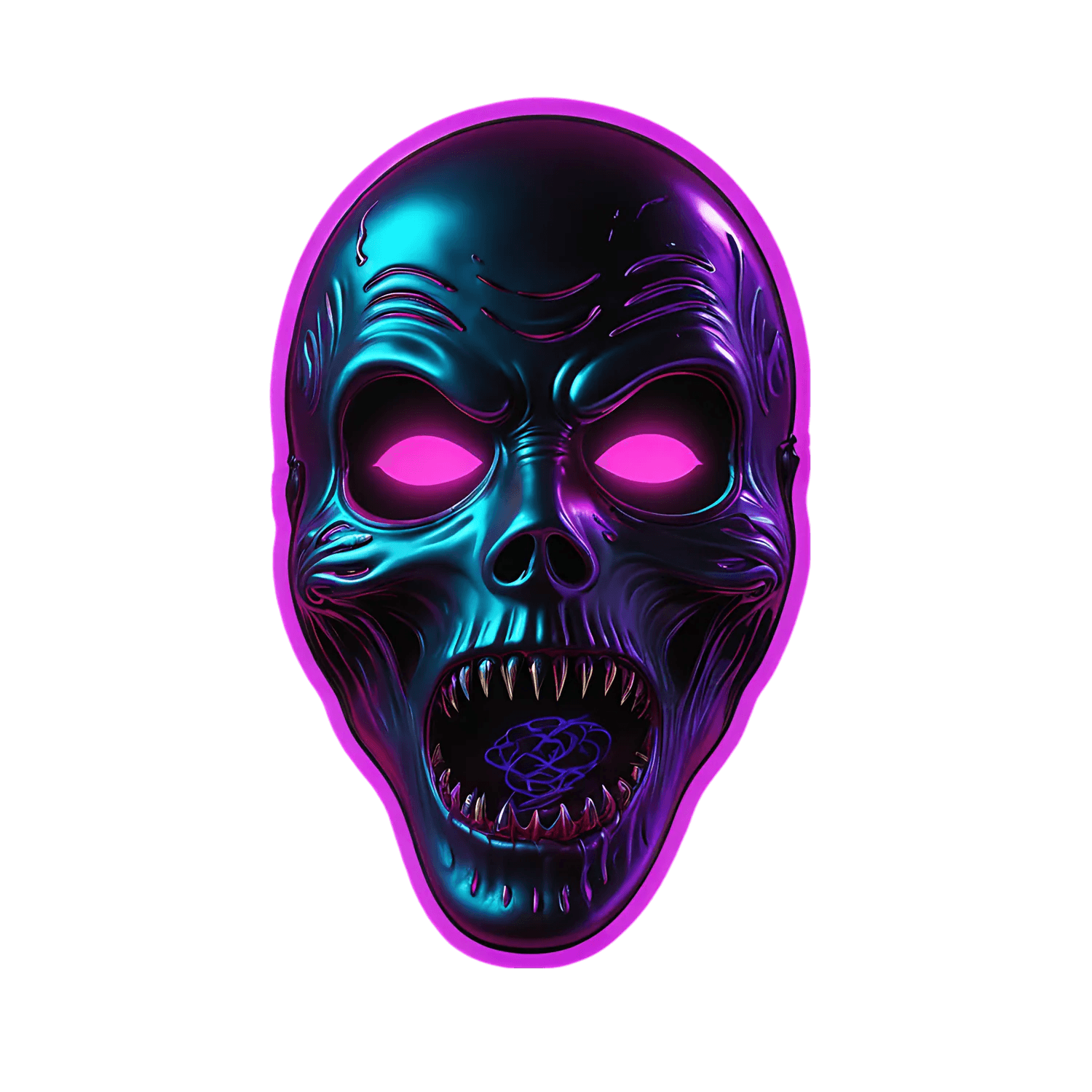 Skull Decor - Vibrant Neon Sticker - Heat Press Transfer