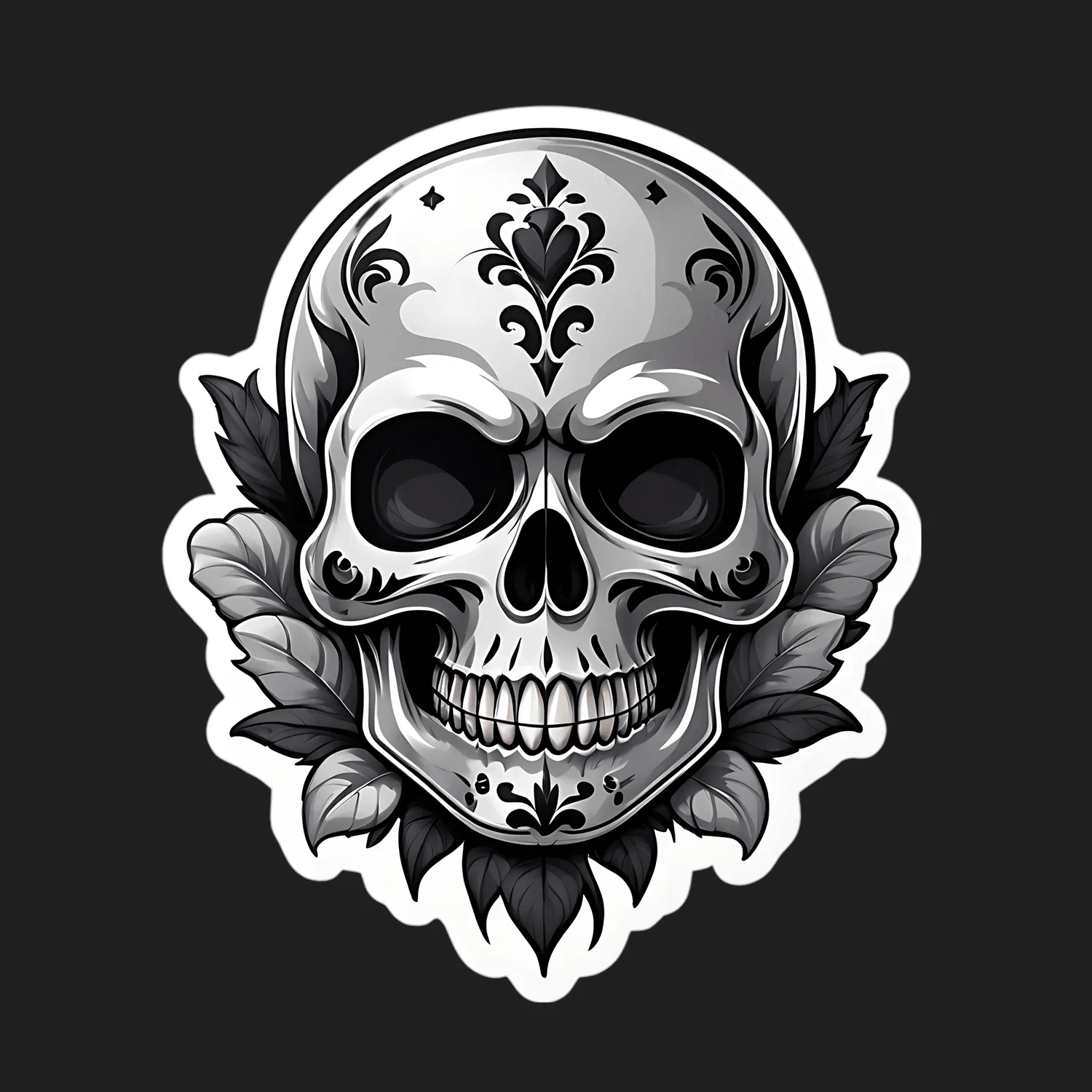 Skull Decorative - Gothic Sticker - Heat Press Transfer