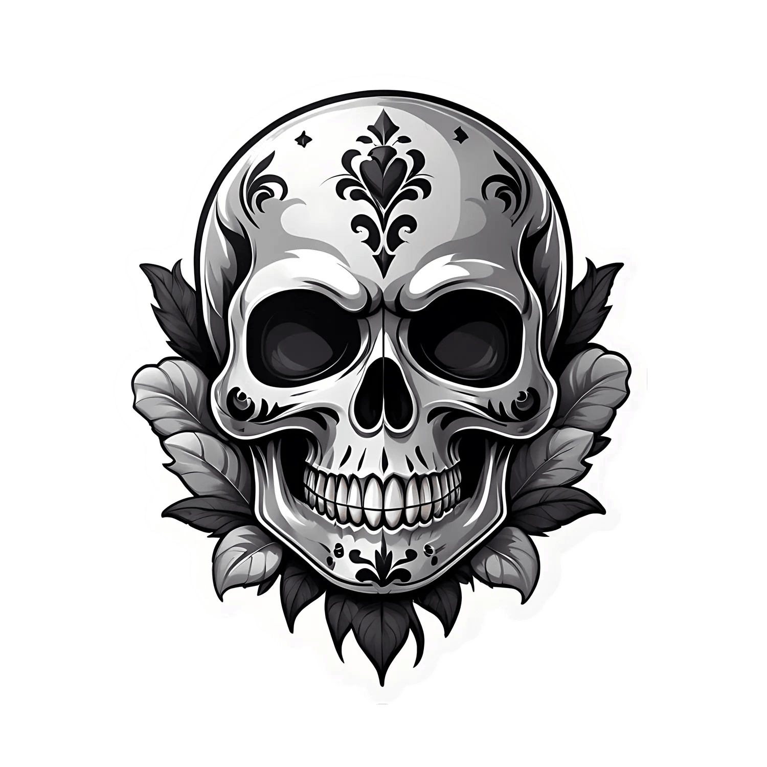 Skull Decorative - Gothic Sticker - Heat Press Transfer