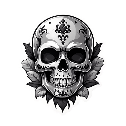 Skull Decorative - Gothic Sticker - Heat Press Transfer