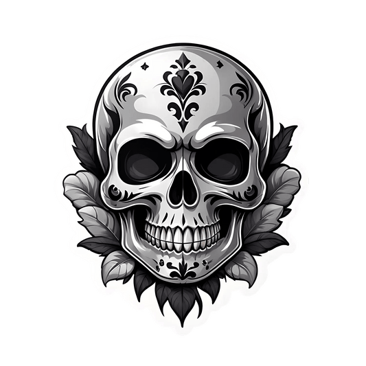 Skull Decorative - Gothic Sticker - Heat Press Transfer