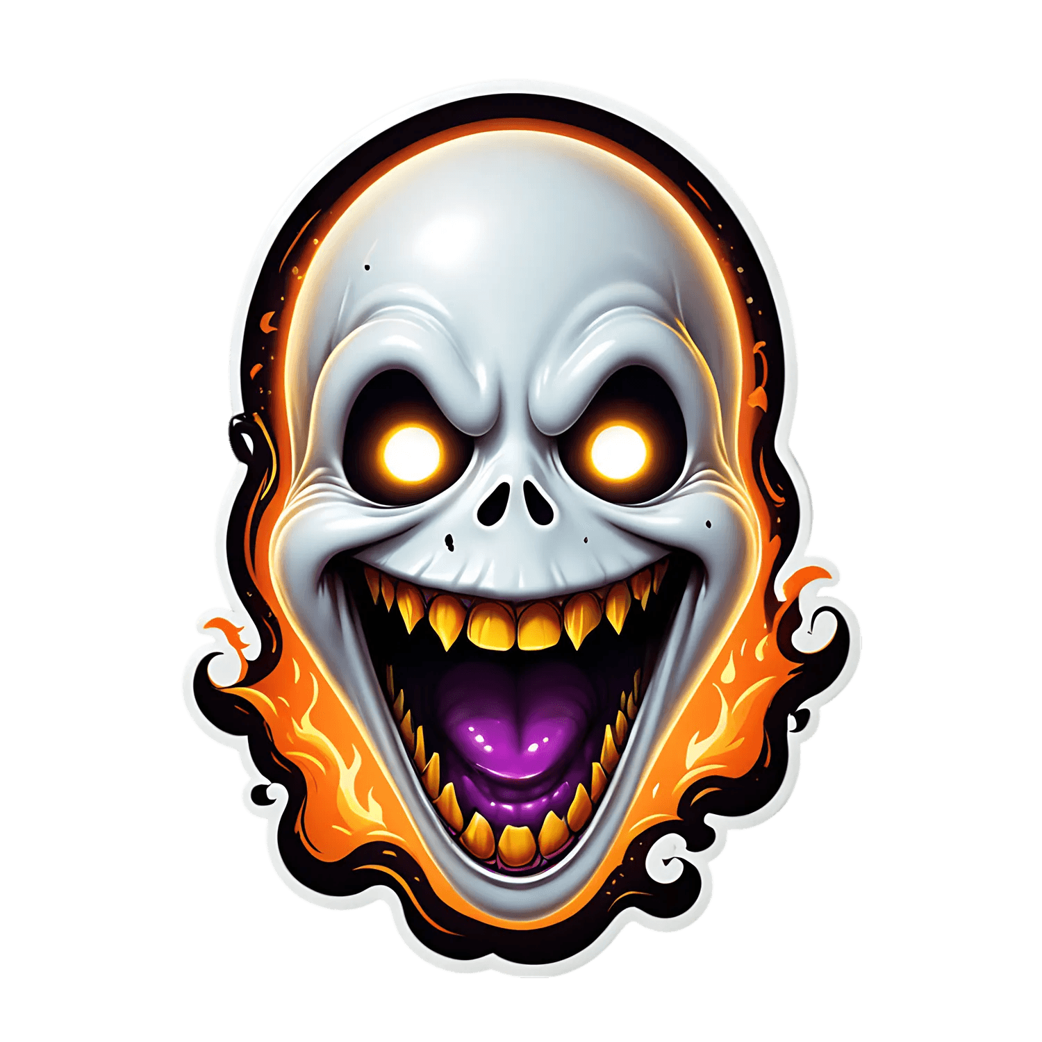 Skull Flames Sticker - Eye-Catching Decor - Heat Press Transfer