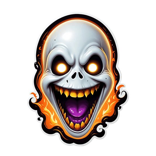 Skull Flames Sticker - Eye-Catching Decor - Heat Press Transfer