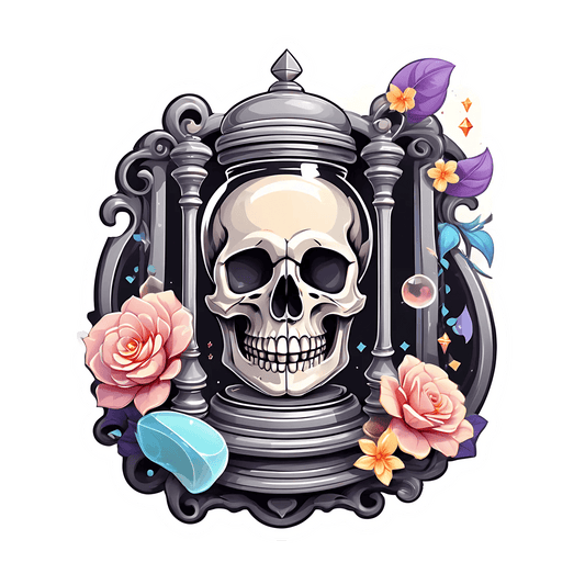 Skull Floral Gothic - UV Sticker - Heat Press Transfer