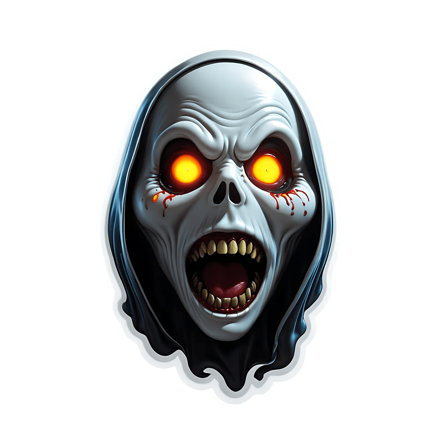 Skull Ghost Light Sticker - Scream of Darkness - Heat Press Transfer