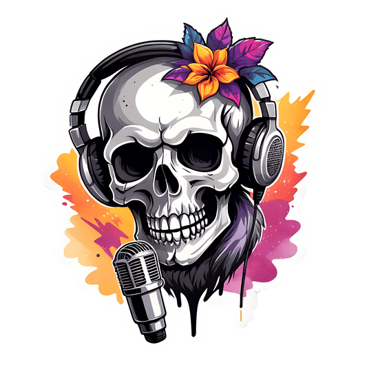 Skull Headphones - Colorful Sticker - Heat Press Transfer