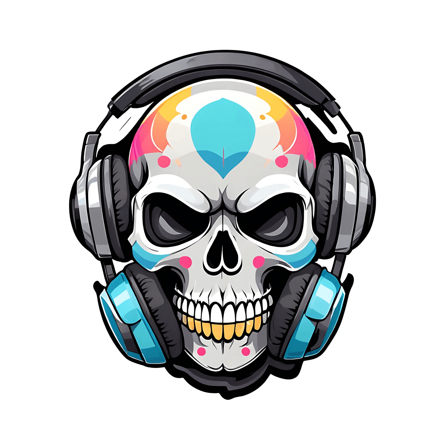 Skull Headphones - Sticker - Heat Press Transfer