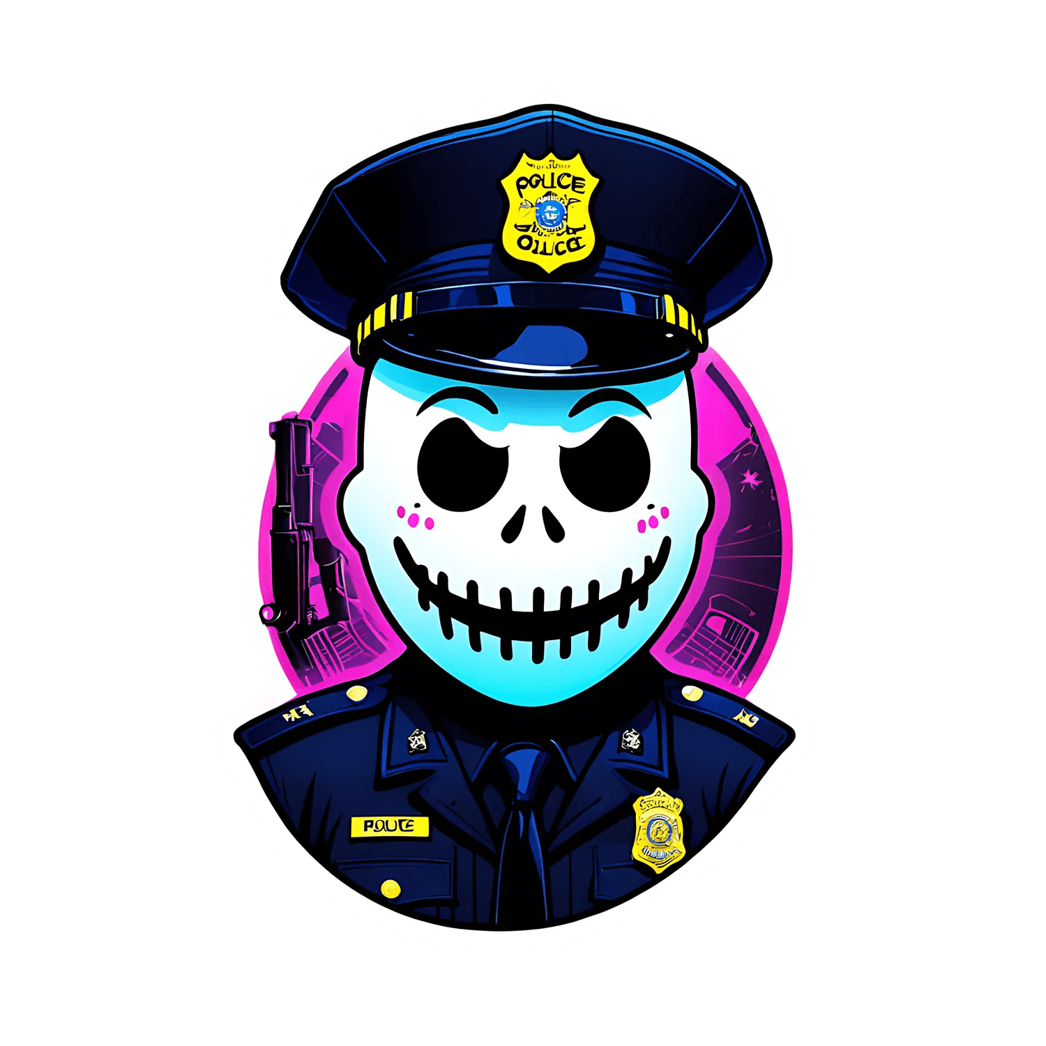 Skull Police Officer - Sticker - Heat Press Transfer