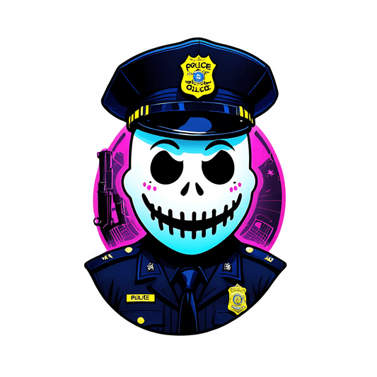 Skull Police Officer - Sticker - Heat Press Transfer