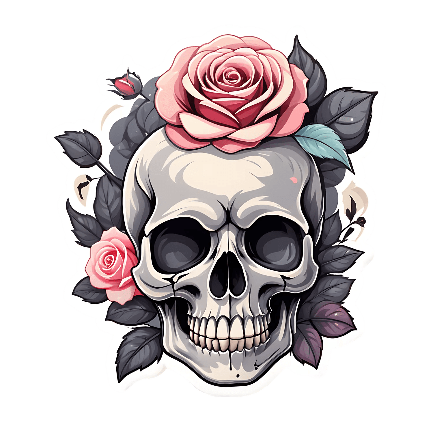 Skull Rose Decor - Sticker - Heat Press Transfer