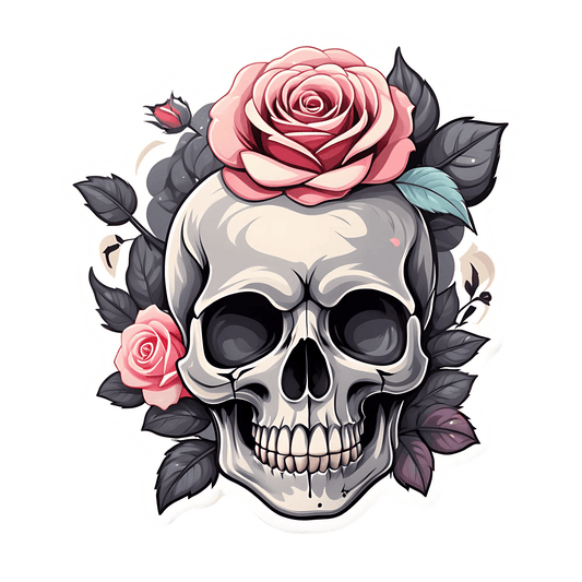 Skull Rose Decor - Sticker - Heat Press Transfer