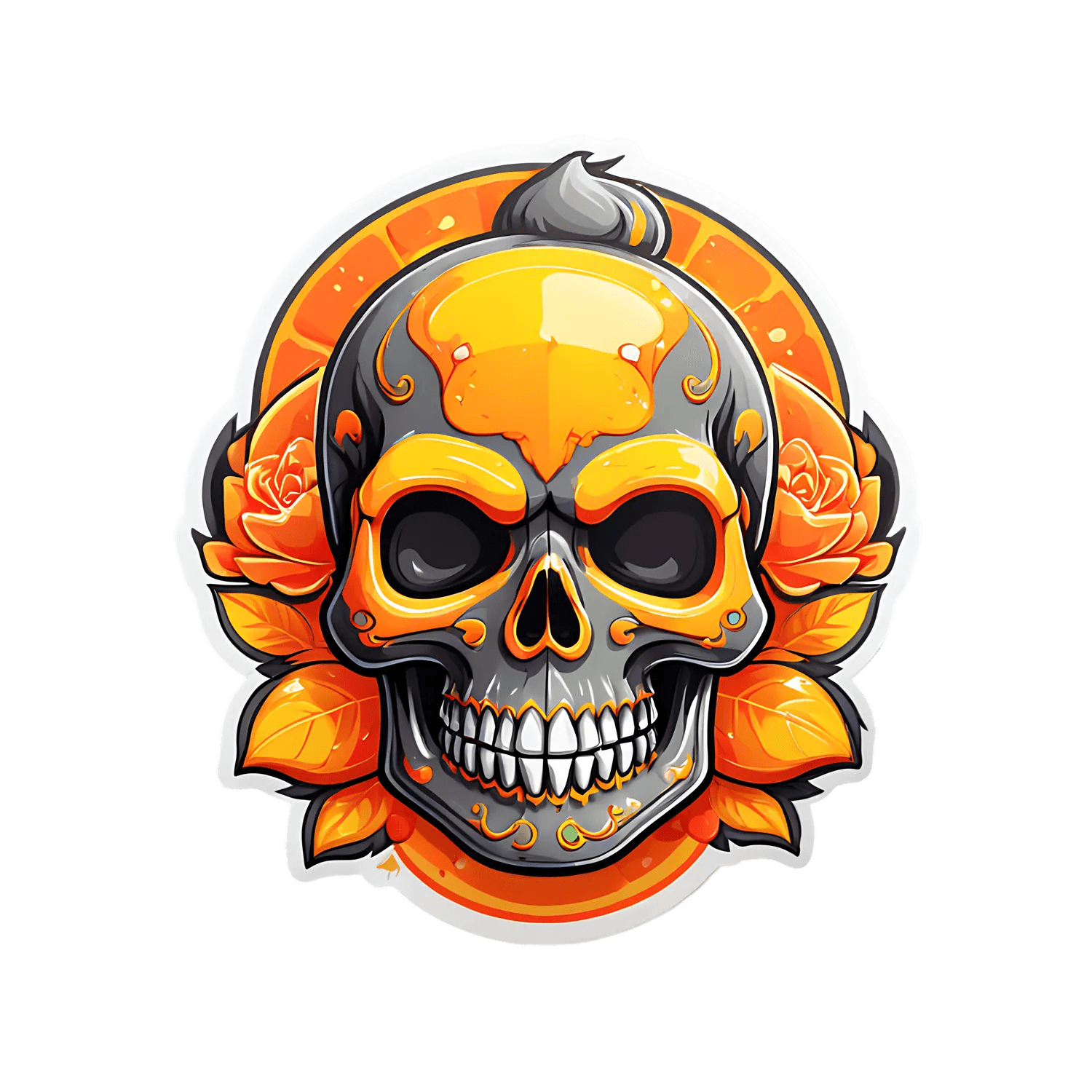 Skull Roses Sticker - Vibrant UV DTF Design - Heat Press Transfer