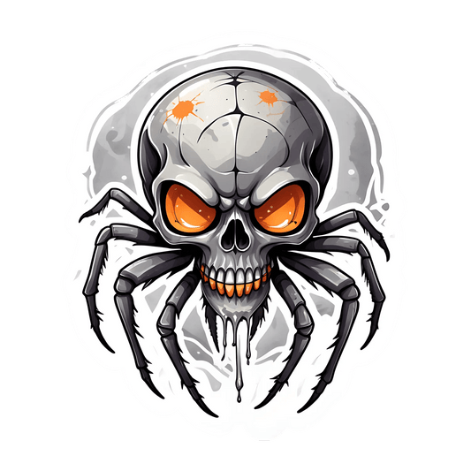 Skull Spider Sticker - Halloween Decor - Heat Press Transfer