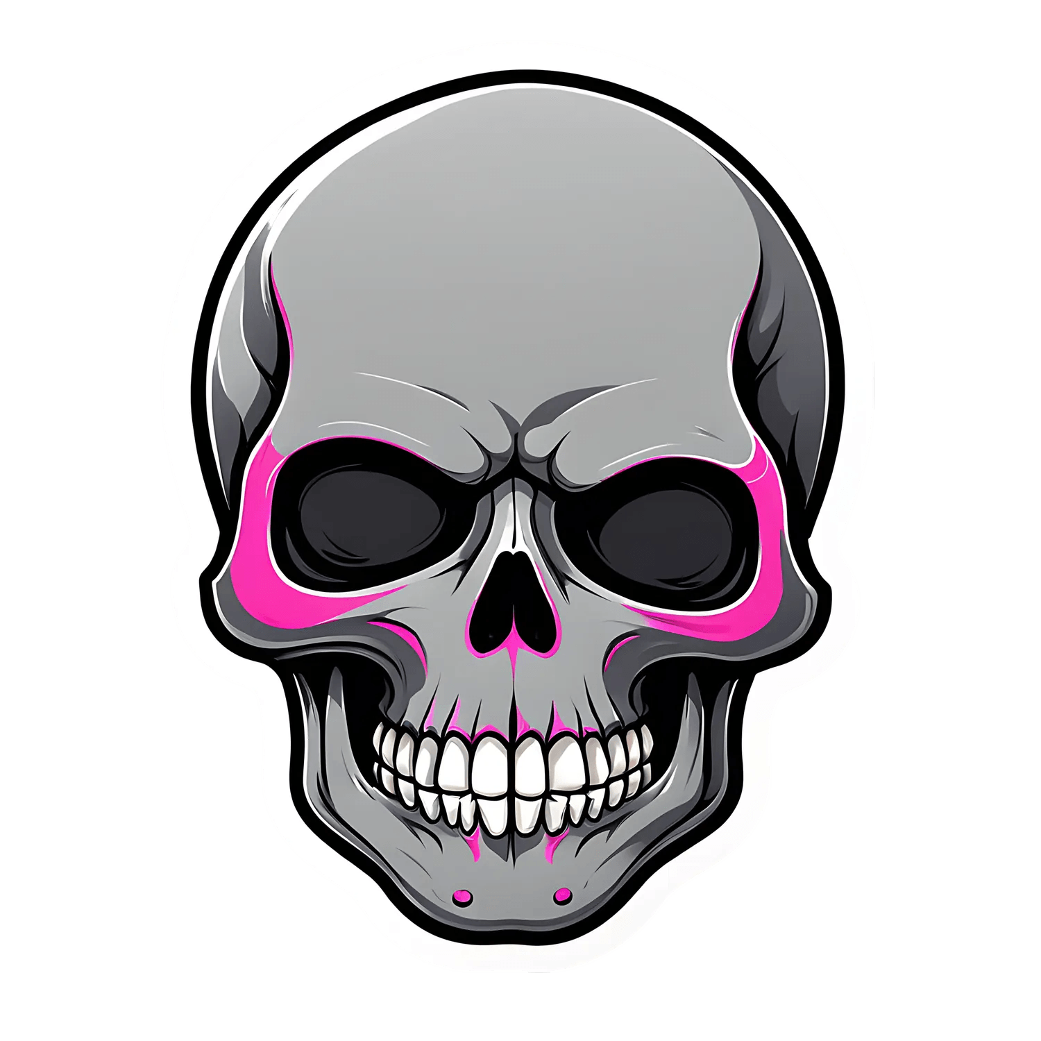 Skull Sticker - Pink Neon-Glow Effect - Heat Press Transfer