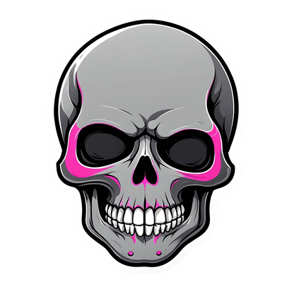 Skull Sticker - Pink Neon-Glow Effect - Heat Press Transfer
